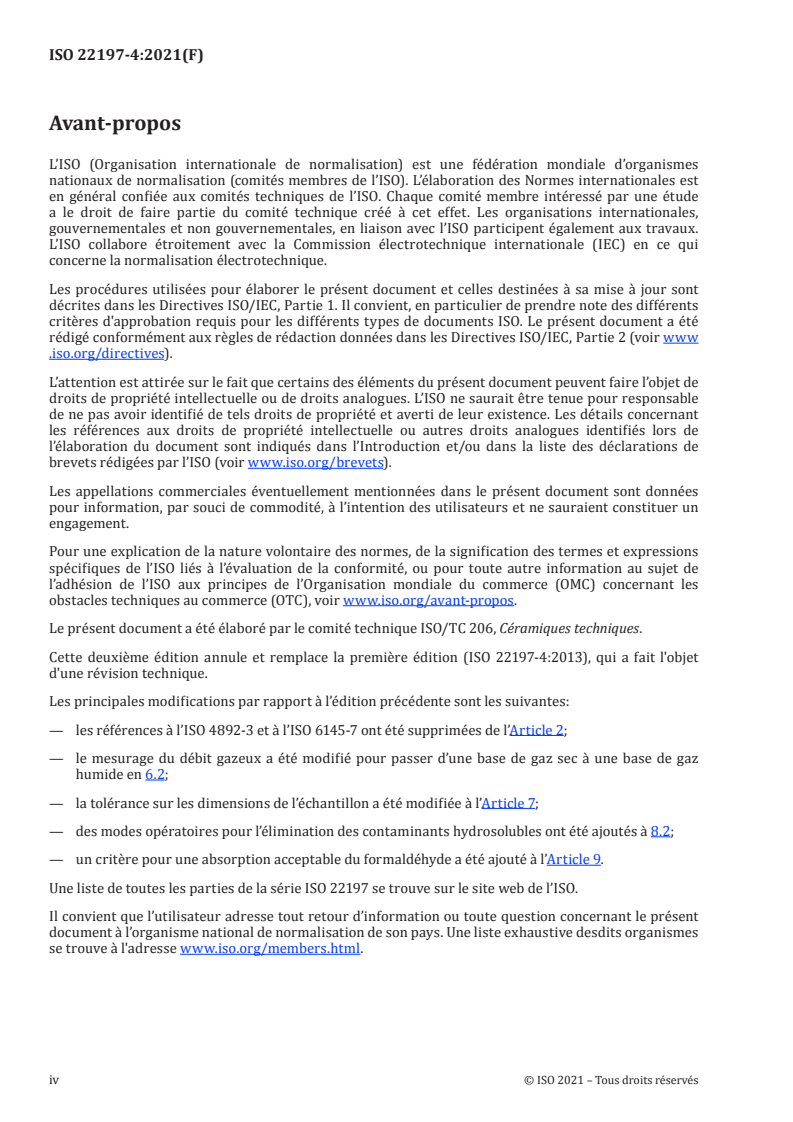 ISO 22197-4:2021 ISO 22197-4:2021 - Céramiques techniques — Méthodes d'essai relatives à la performance des matériaux photocatalytiques semi-conducteurs pour la purification de l'air — Partie 4: Élimination du formaldéhyde
Released:7/6/2021 - Page 4 preview