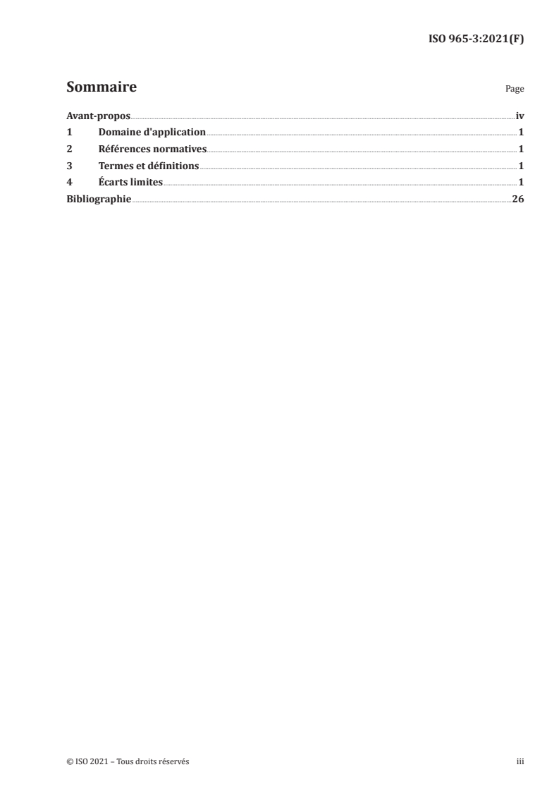 ISO 965-3:2021 - Filetages métriques ISO pour usages généraux — Tolérances — Partie 3: Écarts limites pour filetages
Released:7/6/2021