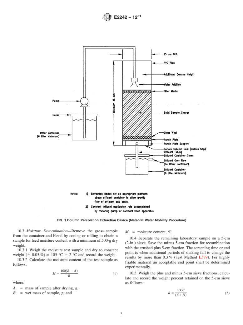 ASTM E2242-12e1 - Standard Test Method for Column Percolation Extraction of Mine Rock by the Meteoric Water Mobility Procedure