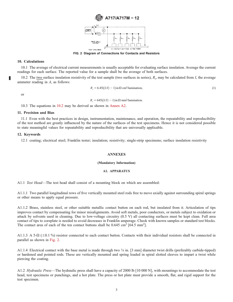 REDLINE ASTM A717/A717M-12 - Standard Test Method for  Surface Insulation Resistivity of Single-Strip Specimens