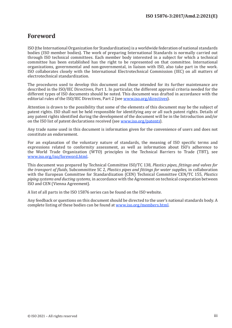 ISO 15876-3:2017/Amd 2:2021 - Plastics piping systems for hot and cold water installations — Polybutene (PB) — Part 3: Fittings — Amendment 2
Released:10/13/2021
