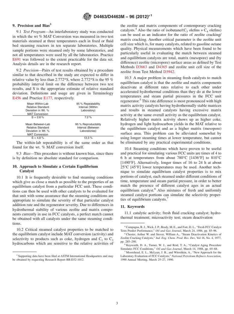 ASTM D4463/D4463M-96(2012)e1 - Standard Guide for Metals Free Steam Deactivation of Fresh Fluid Cracking Catalysts