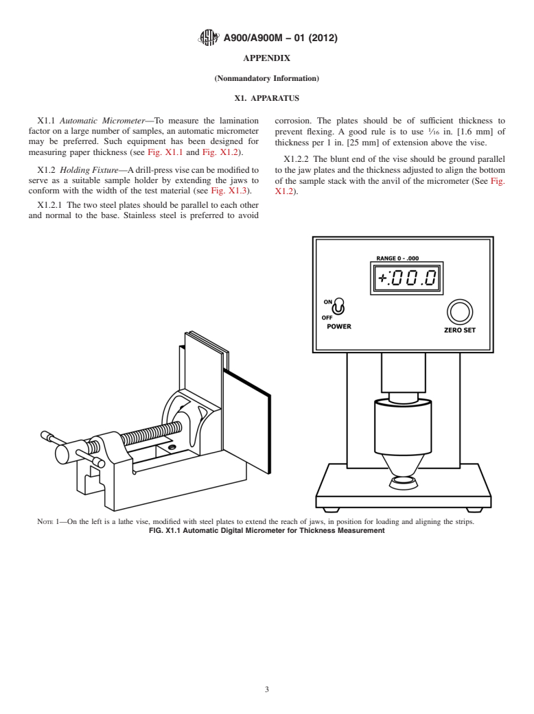 ASTM A900/A900M-01(2012) - Standard Test Method for Lamination Factor of Amorphous Magnetic Strip