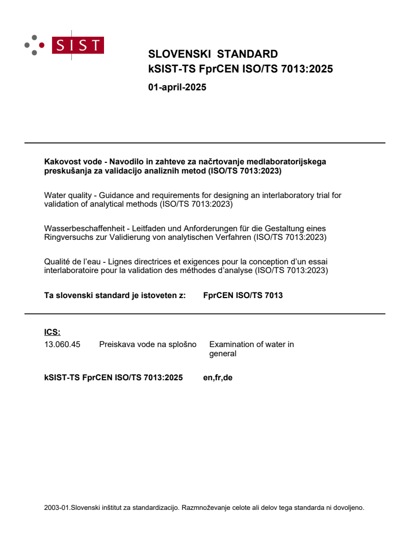 kTS FprCEN ISO/TS 7013:2025