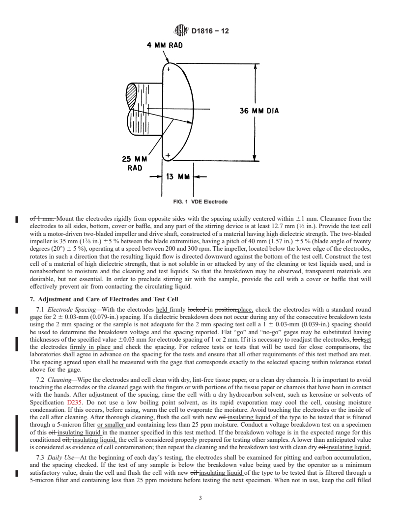 REDLINE ASTM D1816-12 - Standard Test Method for  Dielectric Breakdown Voltage of Insulating Liquids Using VDE Electrodes