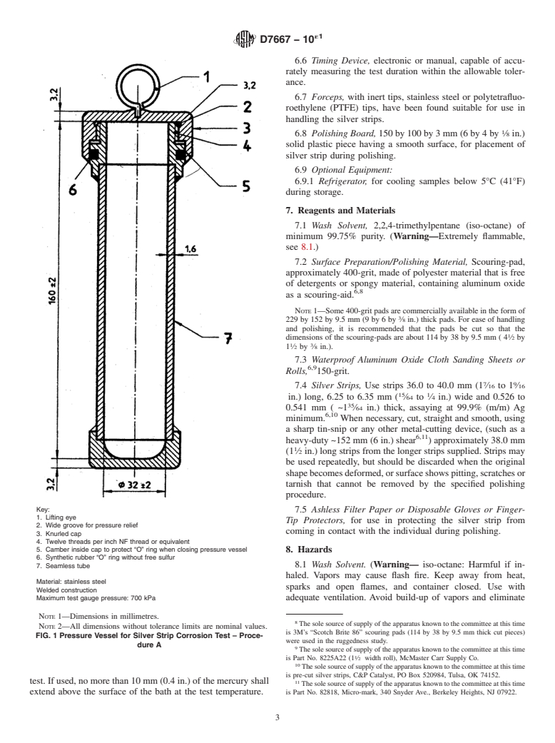 ASTM D7667-10e1 - Standard Test Method for Determination of Corrosiveness to Silver by Automotive Spark-Ignition Engine Fuel&mdash;Thin Silver Strip Method