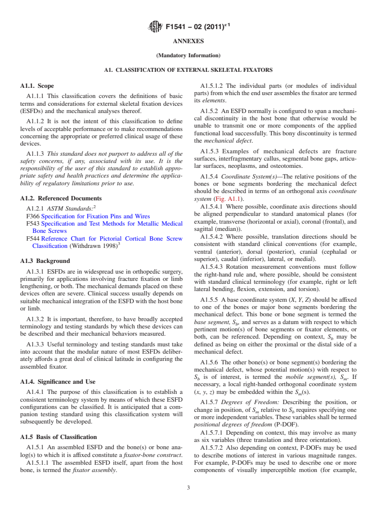 ASTM F1541-02(2011)e1 - Standard Specification and Test Methods for External Skeletal Fixation Devices