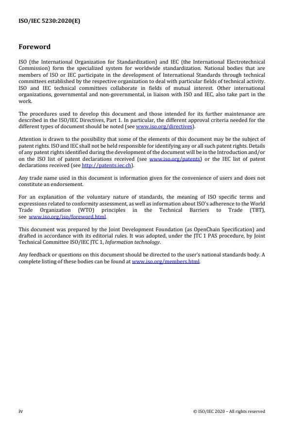 ISO/IEC 5230:2020 ISO/IEC 5230:2020 - Information technology — OpenChain Specification
Released:12/15/2020 - Page 4 preview