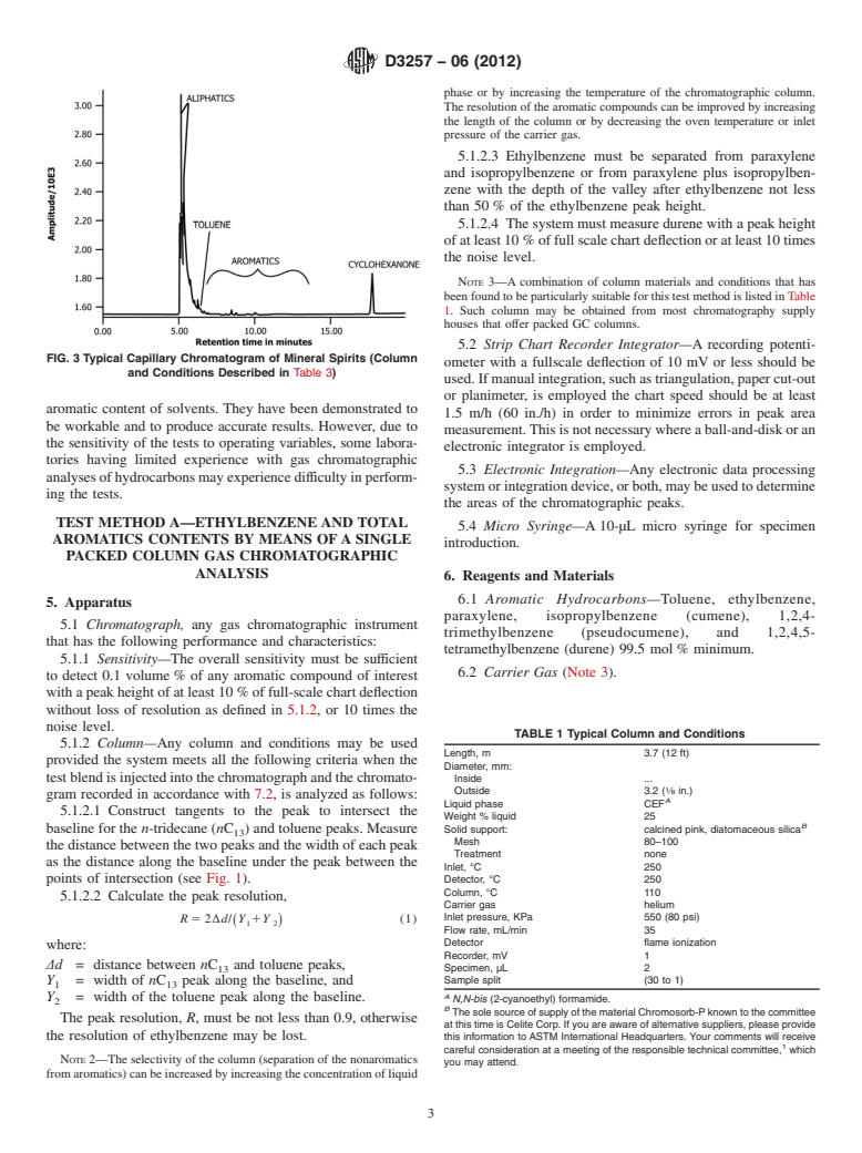 ASTM D3257-06(2012) - Standard Test Methods for  Aromatics in Mineral Spirits by Gas Chromatography (Withdrawn 2021)