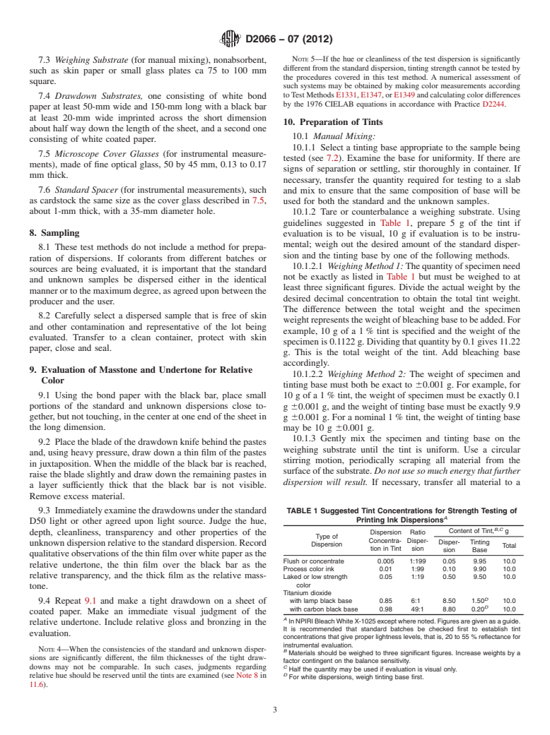 ASTM D2066-07(2012) - Standard Test Methods for  Relative Tinting Strength of Paste-Type Printing Ink Dispersions