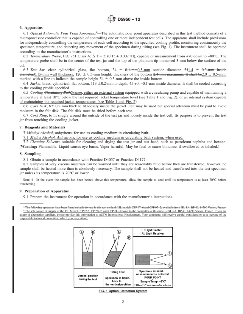 REDLINE ASTM D5950-12 - Standard Test Method for Pour Point of Petroleum Products (Automatic Tilt Method)