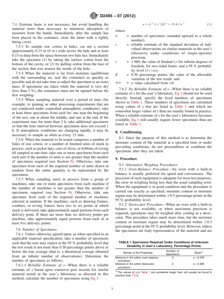 ASTM D2495-07(2012) - Standard Test Method for Moisture in Cotton by Oven-Drying