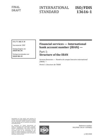 ISO/FDIS 13616-1 - Financial services -- International bank account number (IBAN)