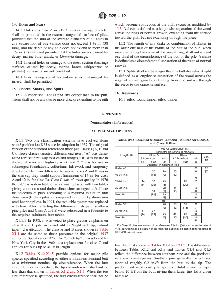 ASTM D25-12 - Standard Specification for  Round Timber Piles