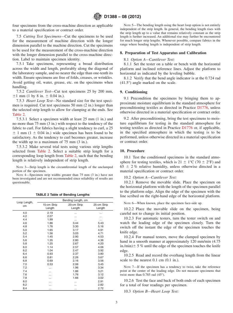 ASTM D1388-08(2012) - Standard Test Method for  Stiffness of Fabrics