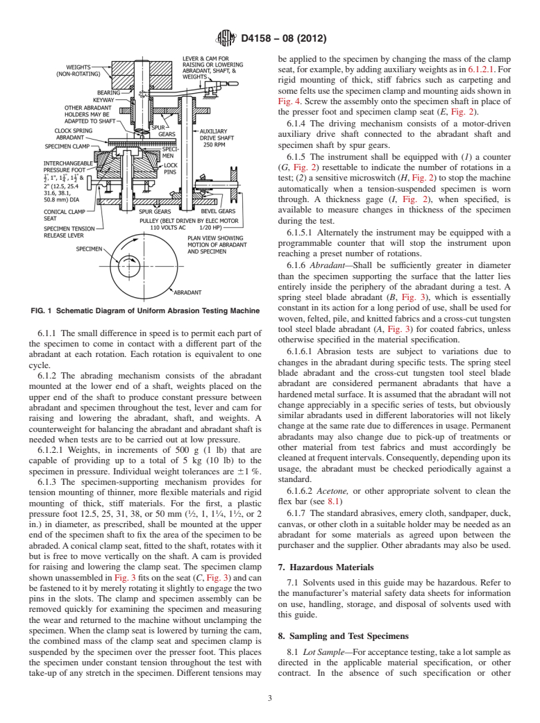 ASTM D4158-08(2012) - Standard Guide for Abrasion Resistance of Textile Fabrics (Uniform Abrasion)