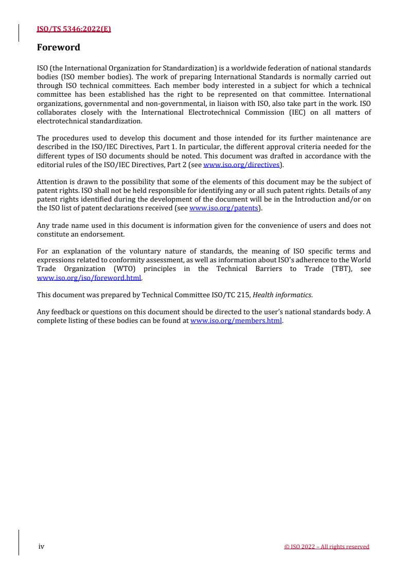 ISO/TS 5346:2022 REDLINE ISO/TS 5346:2022 - Health informatics — Categorial structure for representation of traditional Chinese medicine clinical decision support system
Released:4/20/2022 - Page 4 preview