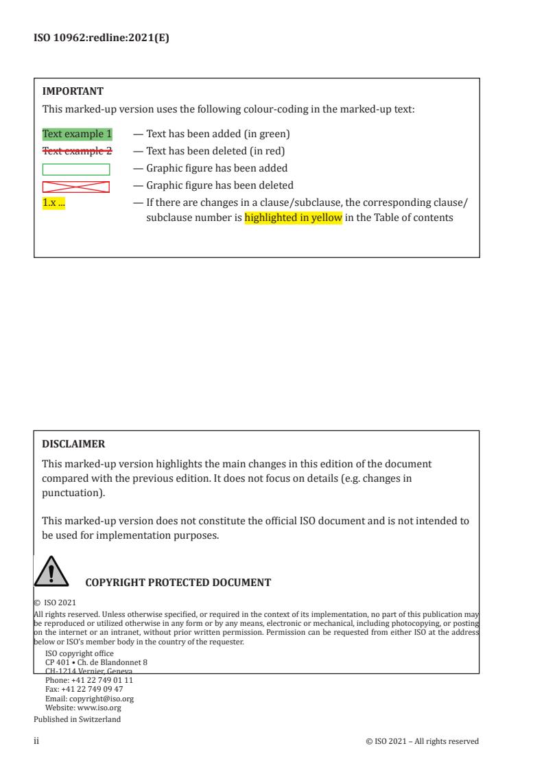 ISO 10962:2021 ISO 10962:2021REDLINE - Securities and related financial instruments -- Classification of financial instruments (CFI) code - Page 2 preview