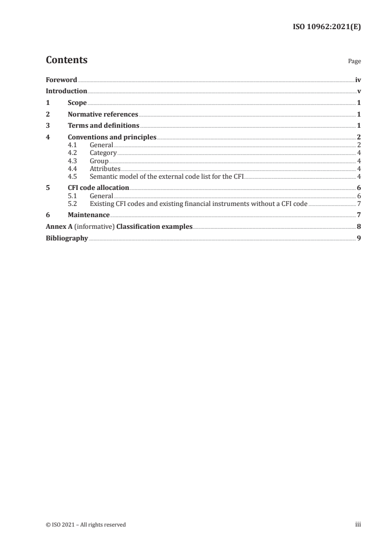 ISO 10962:2021 - Securities and related financial instruments — Classification of financial instruments (CFI) code
Released:5/18/2021