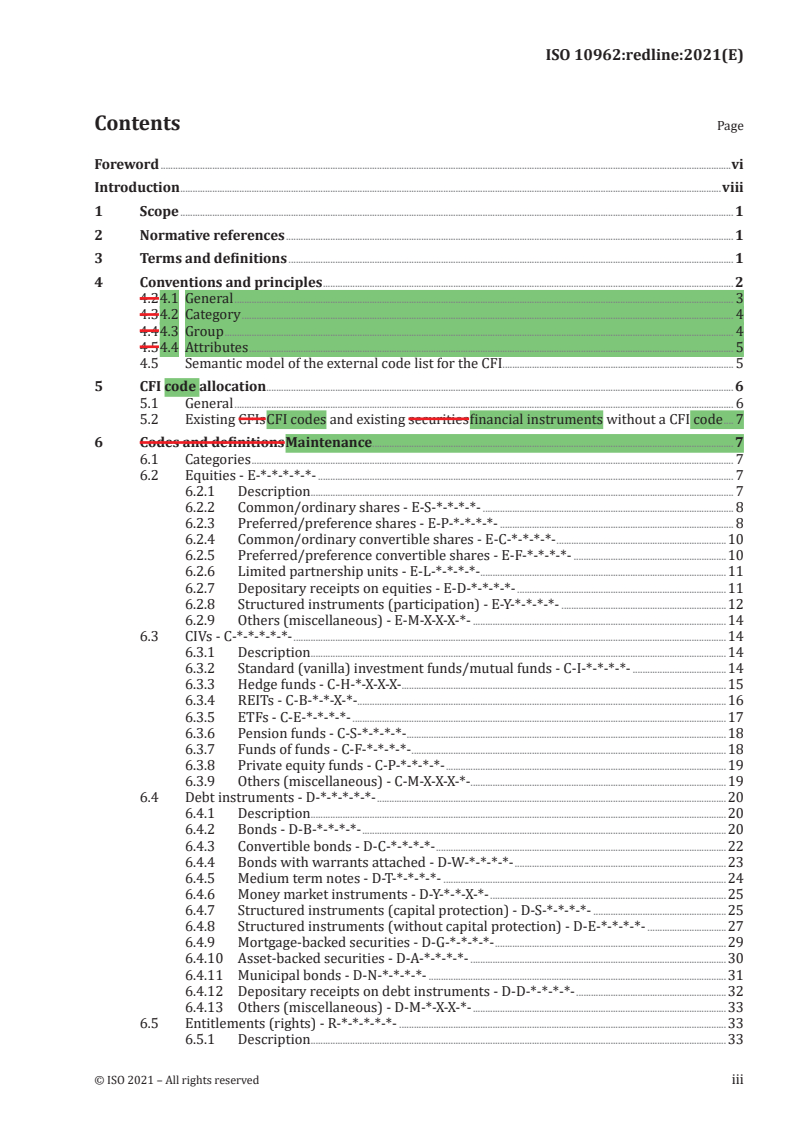 REDLINE ISO 10962:2021 - Securities and related financial instruments — Classification of financial instruments (CFI) code
Released:5/18/2021