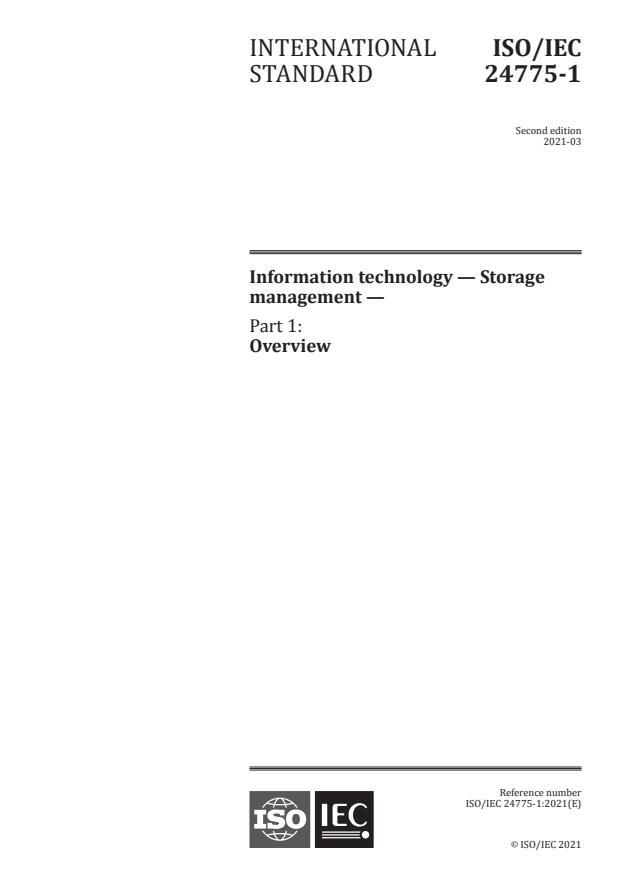 ISO/IEC 24775-1:2021 - Information technology -- Storage management