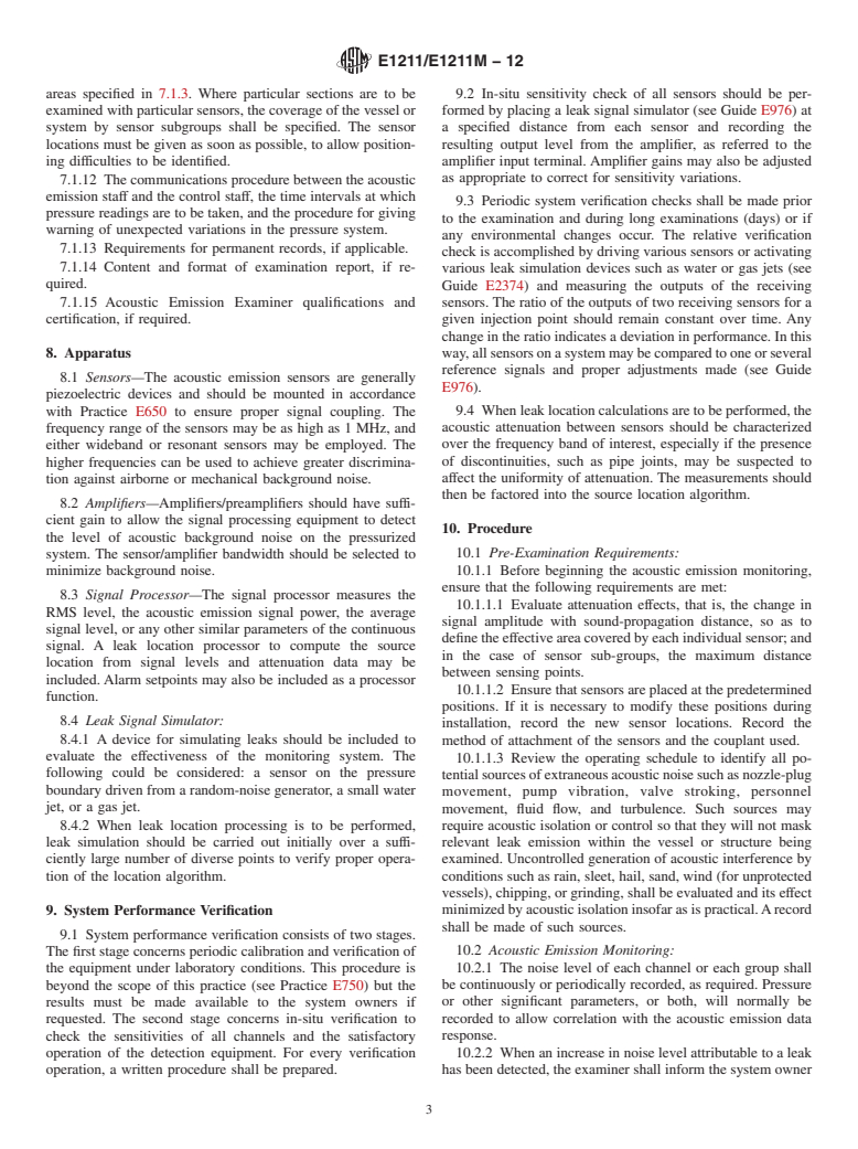 ASTM E1211/E1211M-12 - Standard Practice for Leak Detection and Location Using Surface-Mounted Acoustic Emission Sensors