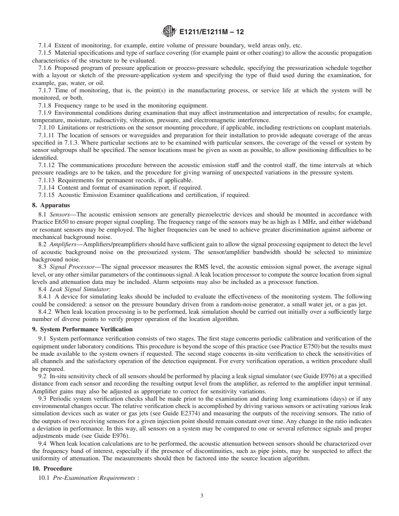 REDLINE ASTM E1211/E1211M-12 - Standard Practice for Leak Detection and Location Using Surface-Mounted Acoustic Emission Sensors