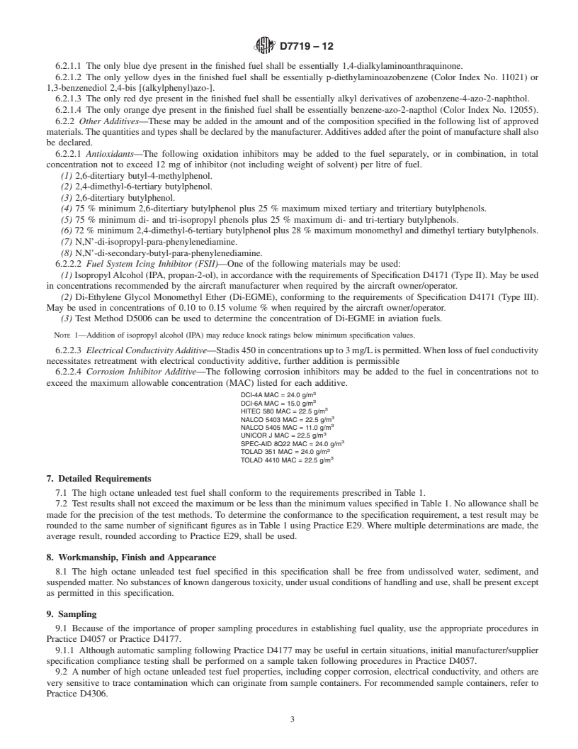 REDLINE ASTM D7719-12 - Standard Specification for High Octane Unleaded Test Fuel