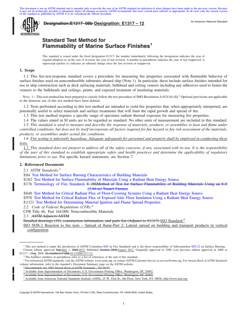 REDLINE ASTM E1317-12 - Standard Test Method for Flammability of Marine Surface Finishes