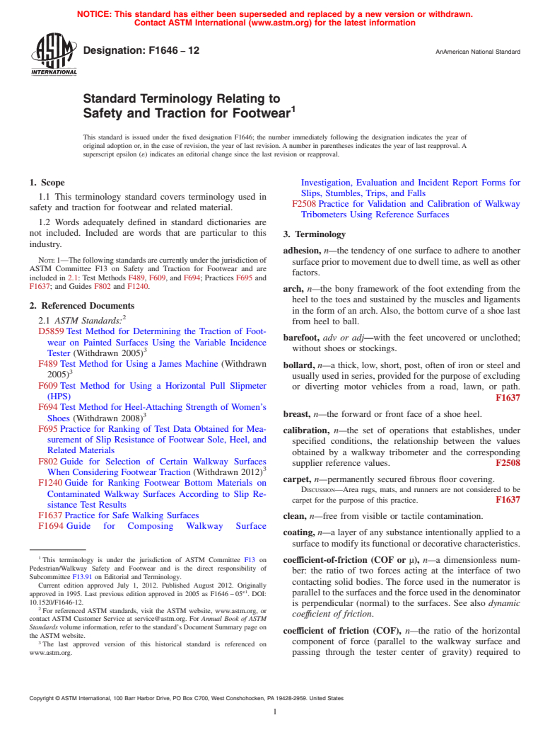 ASTM F1646-12 - Standard Terminology Relating to Safety and Traction for Footwear