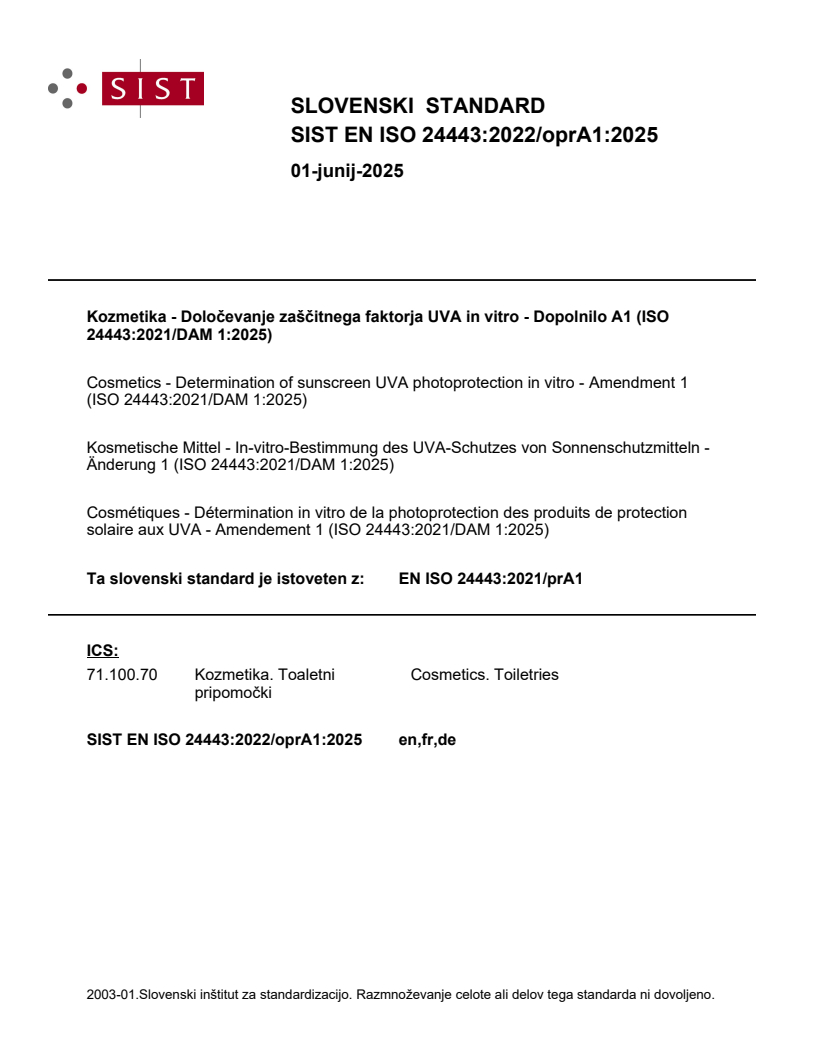 EN ISO 24443:2022/oprA1:2025