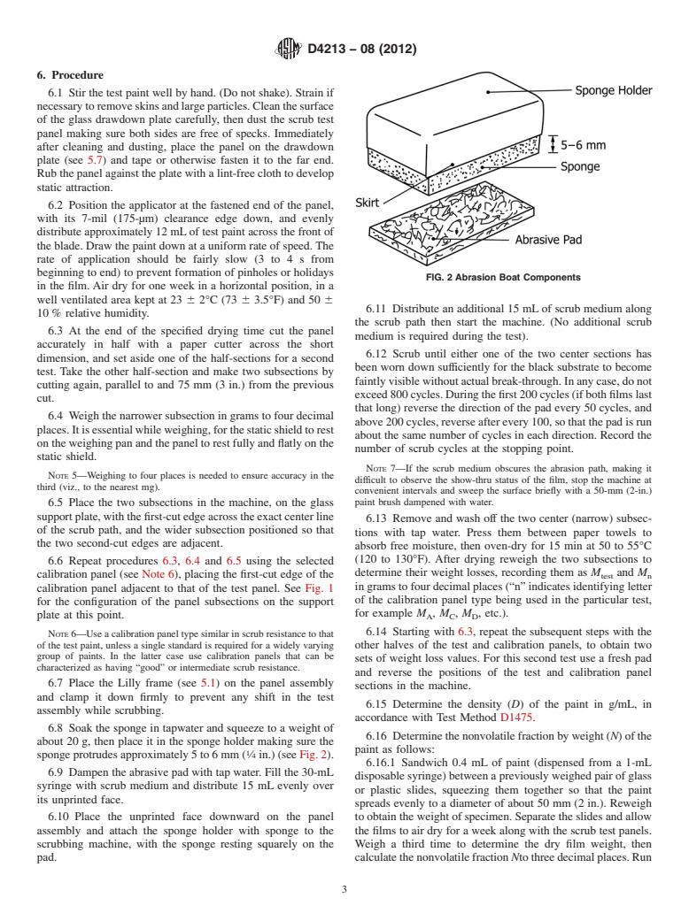 ASTM D4213-08(2012) - Standard Test Method for  Scrub Resistance of Paints by Abrasion Weight Loss