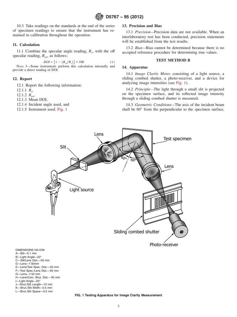 ASTM D5767-95(2012) - Standard Test Methods for  Instrumental Measurement of Distinctness-of-Image Gloss of   Coating   Surfaces