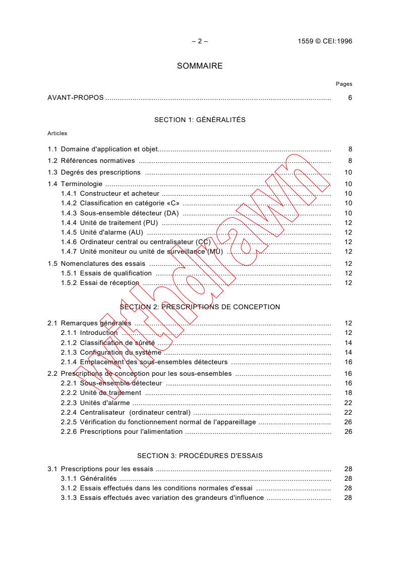 IEC 61559:1996 IEC 61559:1996 - Radiation in nuclear facilities - Centralized system for continuous
monitoring of radiation and/or levels of radiactivity
Released:11/6/1996 - Page 4 preview