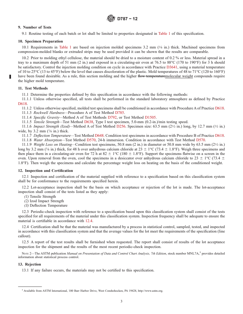 REDLINE ASTM D787-12 - Standard Specification for Ethyl Cellulose Molding and Extrusion Compounds