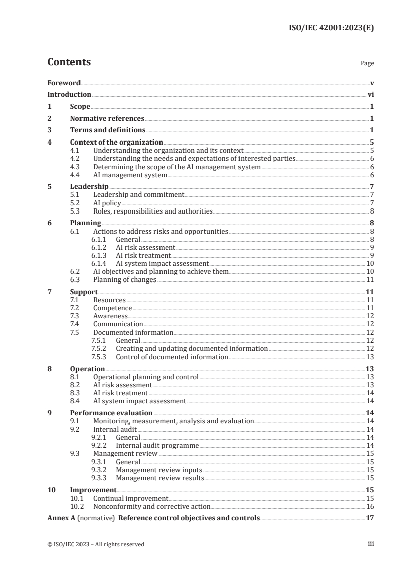 ISO/IEC 42001:2023 - Information technology — Artificial intelligence — Management system
Released:18. 12. 2023