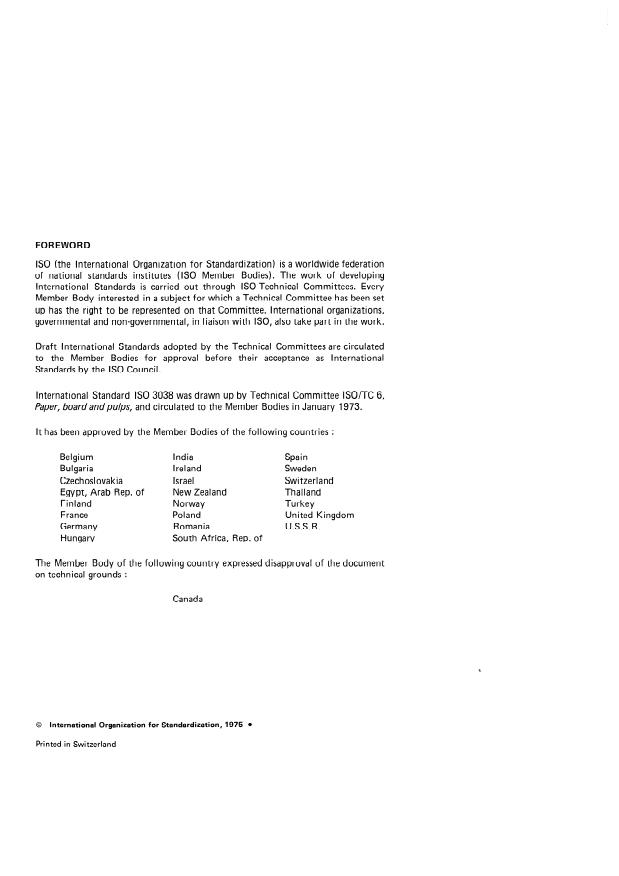 ISO 3038:1975 ISO 3038:1975 - Corrugated fibreboard -- Determination of the water resistance of the glue bond by immersion - Page 2 preview
