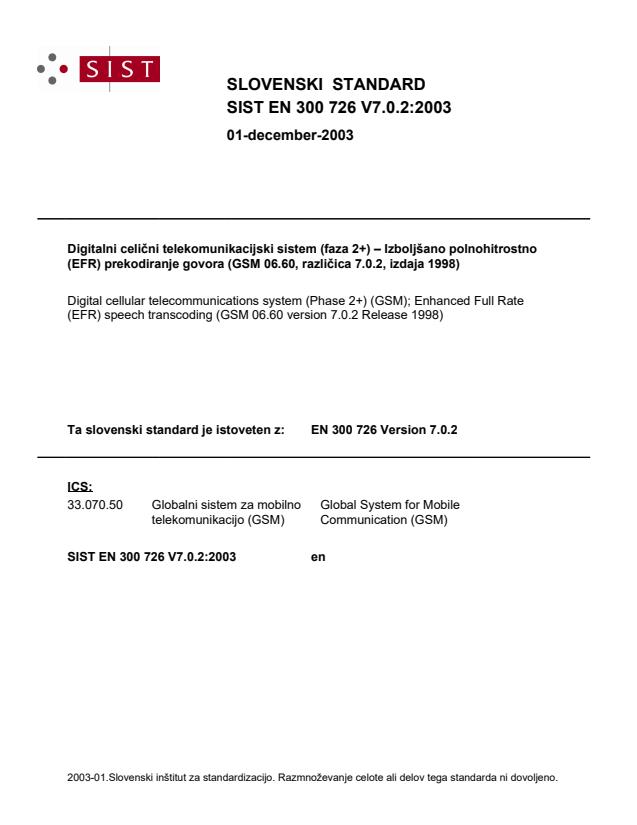 SIST EN 300 726 V7.0.2:2003