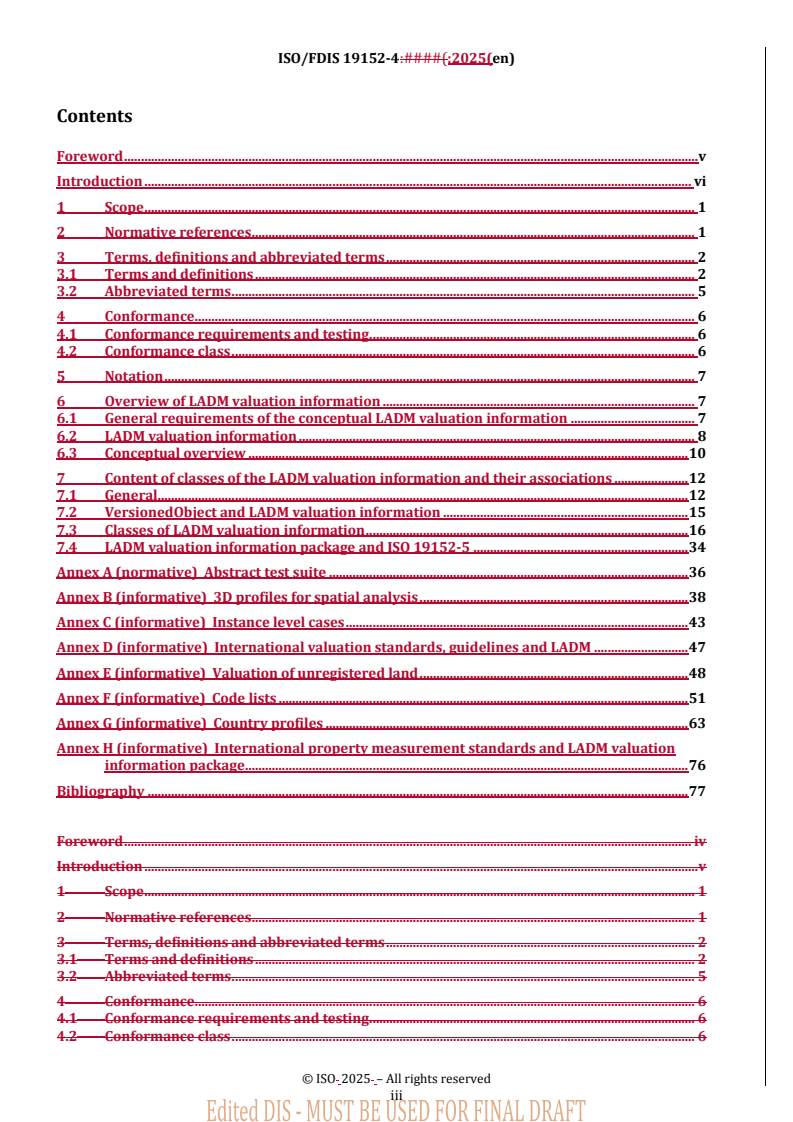REDLINE ISO/FDIS 19152-4 - Geographic information — Land Administration Domain Model (LADM) — Part 4: Valuation information
Released:12. 03. 2025