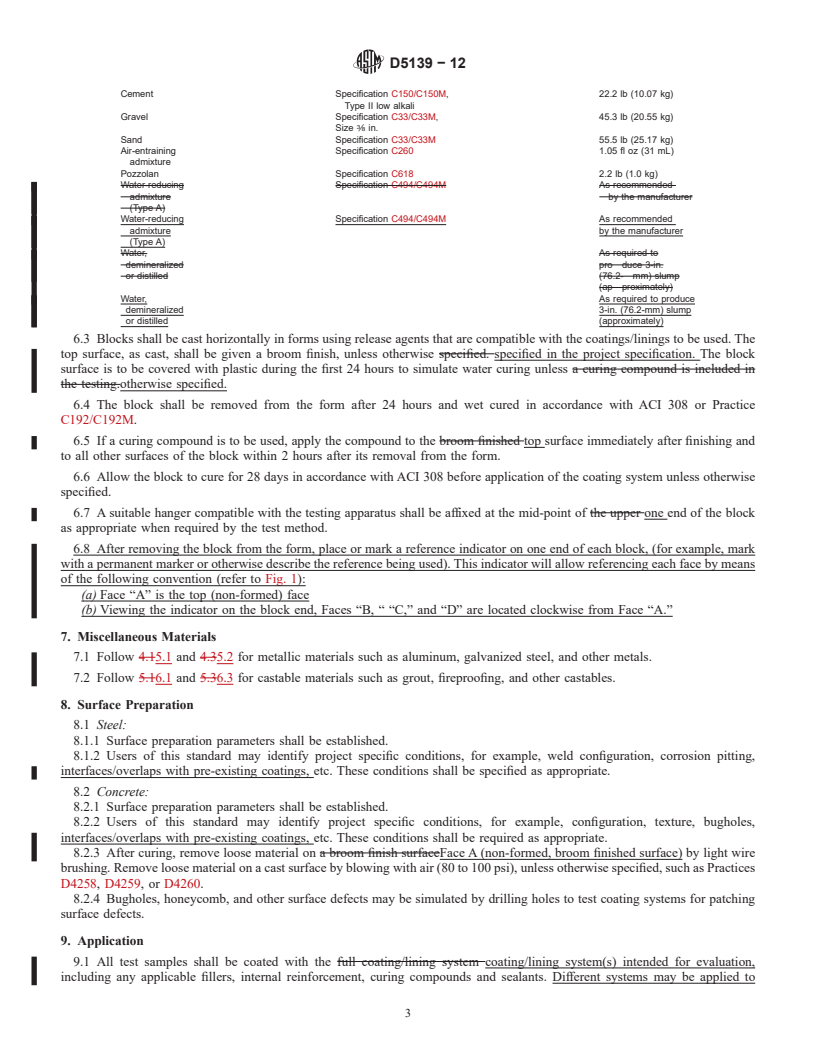 REDLINE ASTM D5139-12 - Standard Specification for  Sample Preparation for Qualification Testing of Coatings to   be Used in Nuclear Power Plants