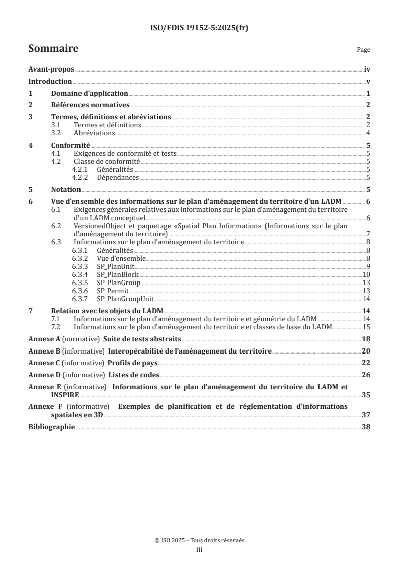 ISO/FDIS 19152-5 - Information géographique — Modèle du domaine de l’administration des terres (LADM) — Partie 5: Informations sur le plan d’aménagement du territoire
Released:3. 05. 2025