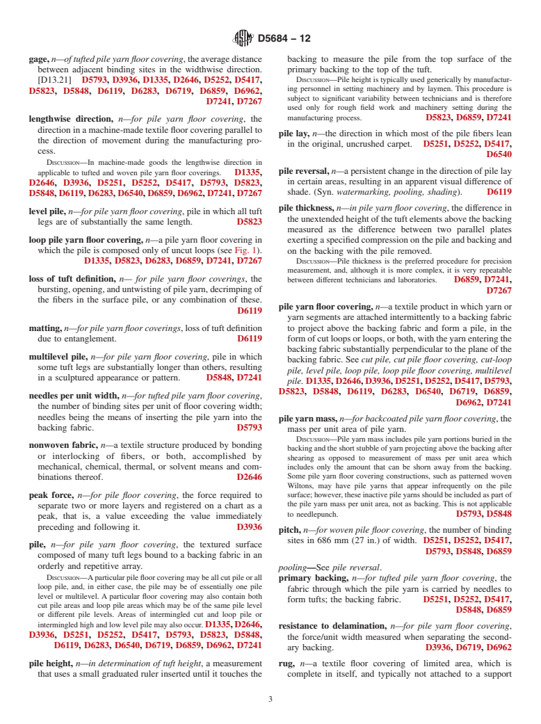 ASTM D5684-12 - Standard Terminology Relating to Pile Floor Coverings