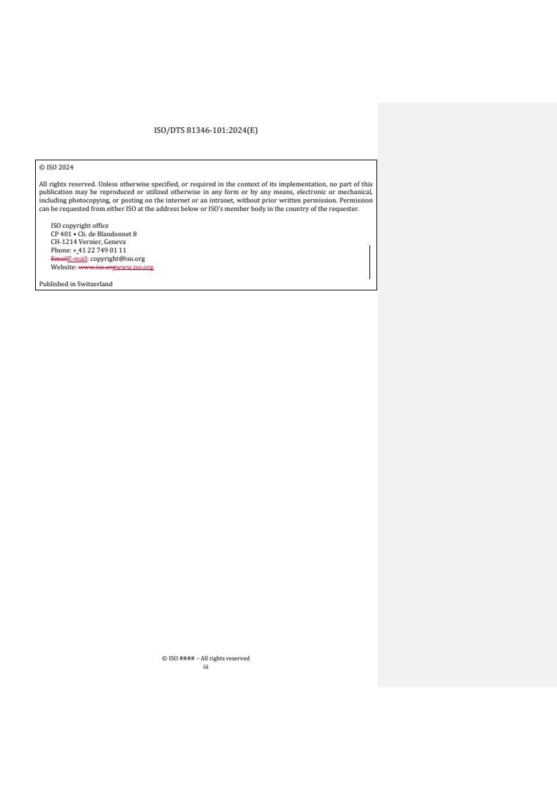 REDLINE ISO/DTS 81346-101 - Industrial systems, installations and equipment and industrial products — Structuring principles and reference designations — Part 101: Modelling concepts, guidelines and requirements for power supply systems
Released:25. 09. 2024