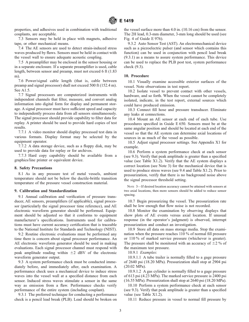 ASTM E1419-02 - Standard Test Method for Examination of Seamless, Gas- Filled, Pressure Vessels Using Acoustic Emission