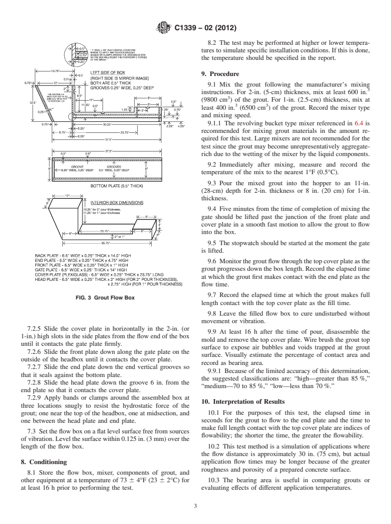 ASTM C1339-02(2012) - Standard Test Method for  Flowability and Bearing Area of Chemical-Resistant Polymer  Machinery Grouts