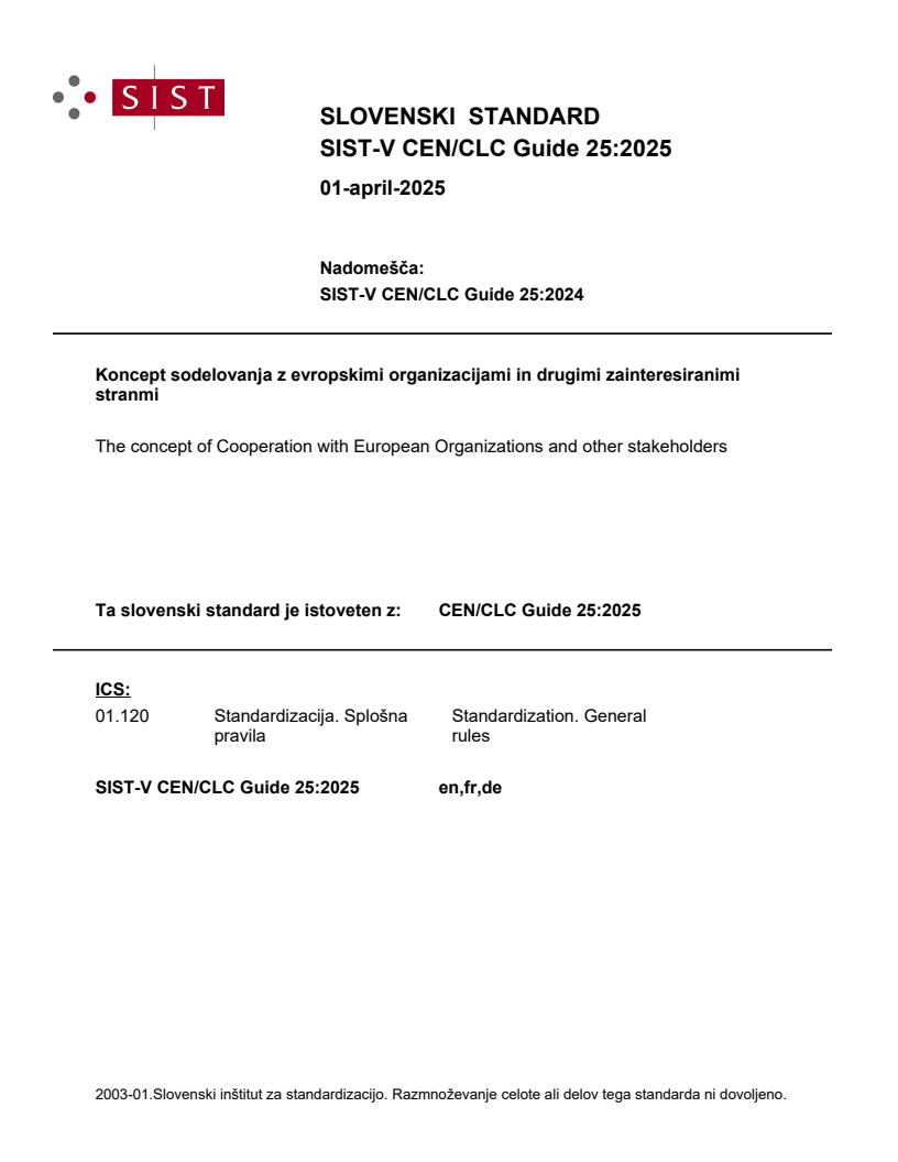 V CEN/CLC Guide 25:2025