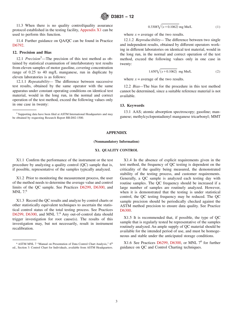 ASTM D3831-12 - Standard Test Method for Manganese in Gasoline By Atomic Absorption Spectroscopy