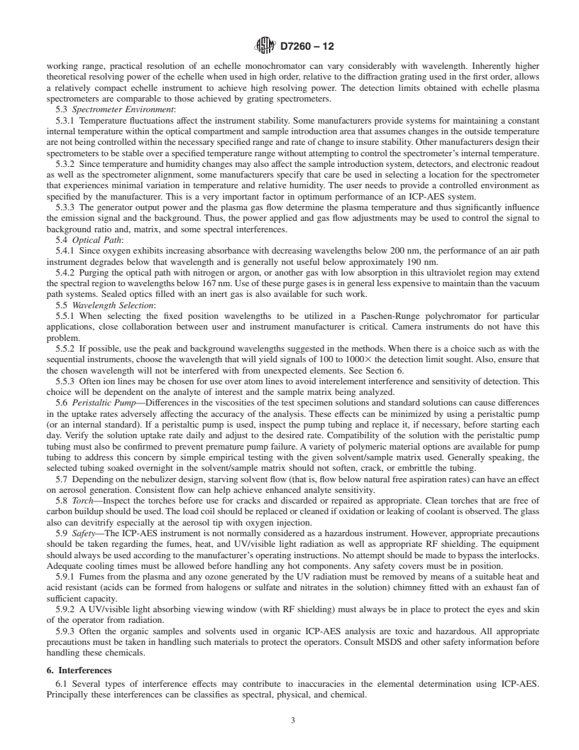 REDLINE ASTM D7260-12 - Standard Practice for Optimization, Calibration, and Validation of Inductively Coupled Plasma-Atomic Emission Spectrometry (ICP-AES) for Elemental Analysis of Petroleum Products and Lubricants