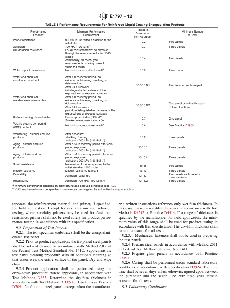 ASTM E1797-12 - Standard Specification for  Reinforced Liquid Coating Encapsulation Products for Leaded Paint in Buildings