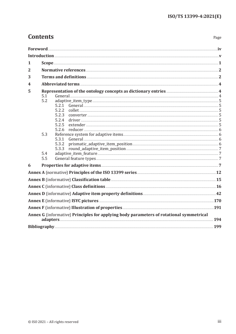 ISO/TS 13399-4:2021 - Cutting tool data representation and exchange — Part 4: Reference dictionary for adaptive items
Released:11/22/2021